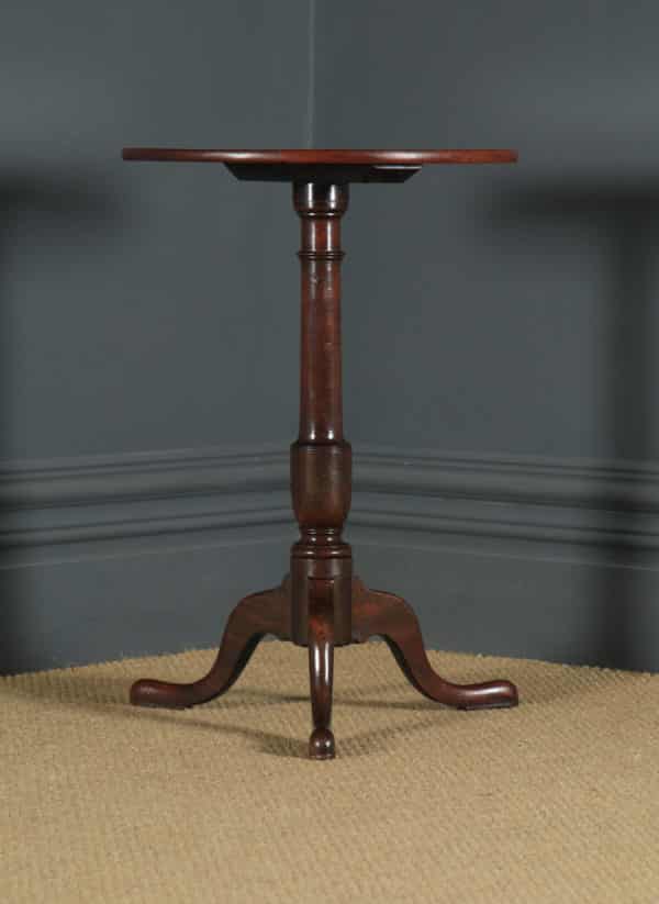 Small Antique English Georgian Mahogany Tripod Circular Pedestal Wine Table (Circa 1780) - yolagray.com