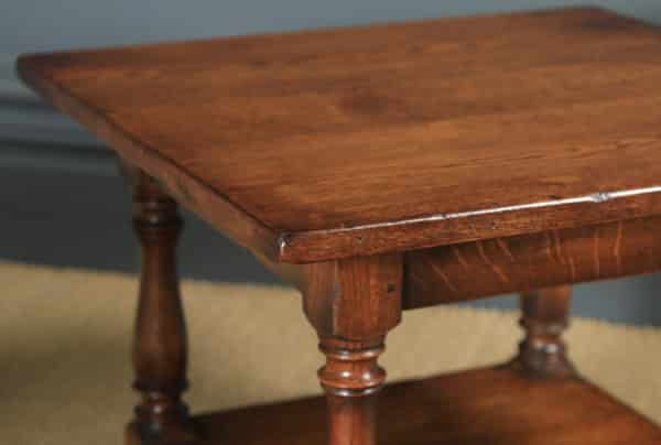 Vintage Pair of English 17th Century Style Solid Oak Square Occasional Side / Lamp Tables (Circa 1980) - yolagray.com