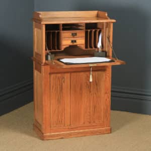 Antique English Edwardian Oak Bureau Pedestal Office Desk (Circa 1910) - yolagray.com