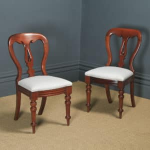 Antique English Victorian Pair Two Mahogany Balloon Spear Back Dining Chairs (Circa 1870) - yolagray.com