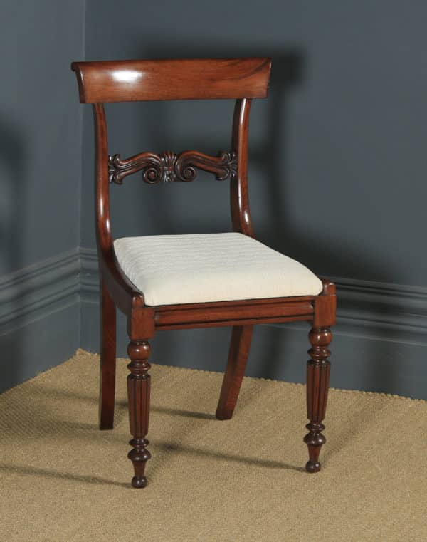Antique English William IV Set of Six 6 Mahogany Bar Back Dining Chairs (Circa 1830) - yolagray.com
