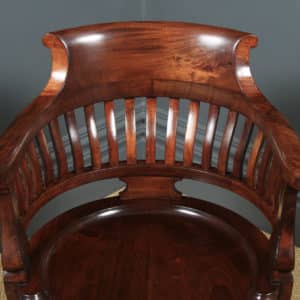 Pair of Antique English Victorian Mahogany Leather Revolving Office Desk Arm Chairs (Circa 1880) - yolagray.com