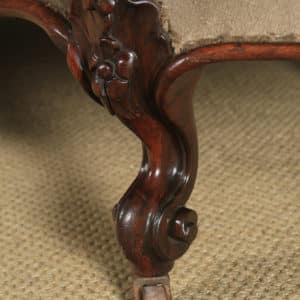 Antique English Victorian Rosewood Upholstered Chaise Longue Sofa Couch (Circa 1850) - yolagray.com