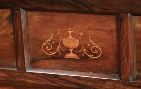 Antique English Edwardian Rosewood Inlaid Sheet Music Display Cabinet (Circa 1910) - yolagray.com