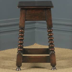 Antique English 17th Style Oak Joint Stool / Side / Lamp Table (Circa 1910) - yolagray.com