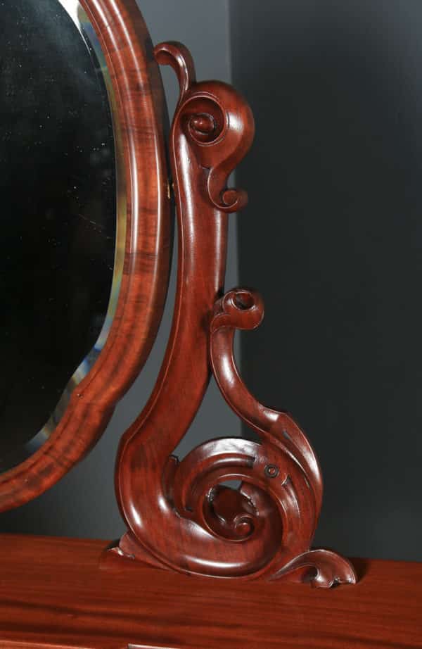 Antique English Victorian Mahogany Pedestal Dressing Table with Mirror (Circa 1870) - yolagray.com