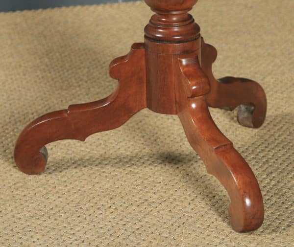 Small Antique English Victorian Mahogany Tripod Circular Pedestal Wine Table (Circa 1850) - yolagray.com
