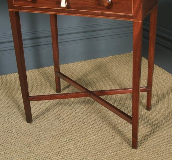 Antique English Georgian Regency Mahogany Inlaid Work Lamp Side Table (Circa 1820) - yolagray.com