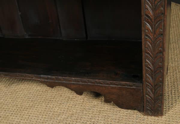 Antique English 17th Style Victorian Carved Open 3½ft Bookcase Shelf (Circa 1890) - yolagray.com