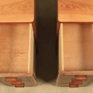 Antique Pair of English Art Deco Figured Walnut Bedside Cabinet Chests Tables Nightstands (Circa 1935) - yolagray.com