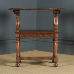 Antique English George V Carved Oak Monks Seat Arm Chair Table (Circa 1910) - yolagray.com