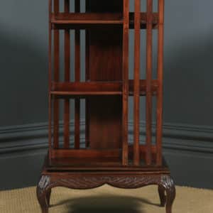 Antique English Edwardian Mahogany Revolving Bookcase Shelf Stand Table (Circa 1910) - yolagray.com