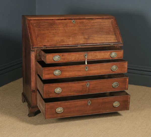 Antique English 18th Century Georgian Oak & Mahogany Office Bureau Desk (Circa 1780) - yolagray.com