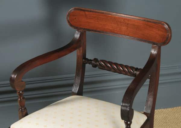 Antique English Georgian Regency Mahogany Open Office Desk / Dining Arm Chair (Circa 1830) - yolagray.com