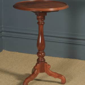 Small Antique English Victorian Mahogany Tripod Circular Pedestal Wine Table (Circa 1850) - yolagray.com