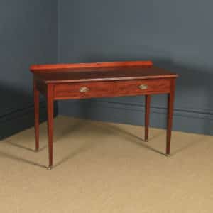 Antique English Edwardian Regency Style Figured Mahogany Writing Table / Desk (Circa 1910) - yolagray.com