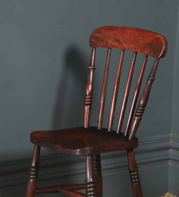 Antique English Victorian Set of Six 6 Ash & Elm Windsor Bar & Stick Back Kitchen Chairs (Circa 1890) - yolagray.com