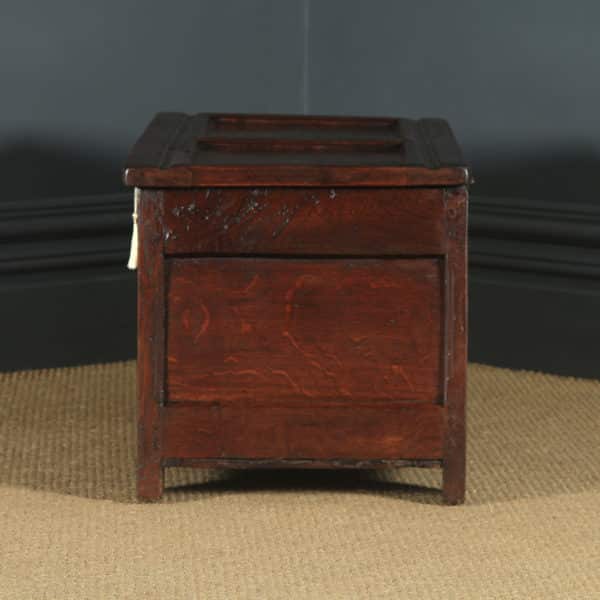 Small Antique English 18th Century Georgian Oak Coffer Chest Blanket Box Trunk (Circa 1720) - yolagray.com