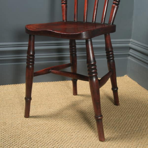 Antique English Victorian Set of Six 6 Ash & Elm Windsor Bar & Stick Back Kitchen Chairs (Circa 1890) - yolagray.com