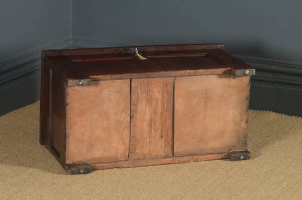 Small Antique English 18th Century Georgian Oak Coffer Chest Blanket Box Trunk (Circa 1720) - yolagray.com