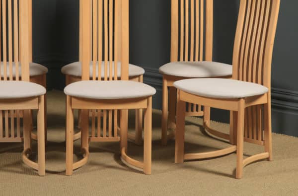 Contemporary Danish Set of 8 Eight Beech Actona Kitchen Dining Chairs (Circa 1990) - yolagray.com