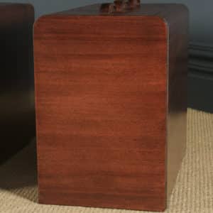 Antique Pair of English Art Deco Figured Mahogany Bedside Cabinet Chests Tables Nightstands (Circa 1935) - yolagray.com