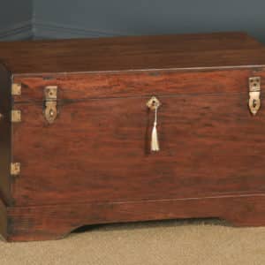 Antique Victorian Anglo Indian Colonial Campaign Teak & Brass Chest / Trunk (Circa 1870) - yolagray.com