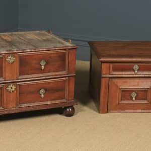 Antique English 17th Century William & Mary Oak & Fruitwood Geometric Two-Part Chest of Drawers (Circa 1690) - yolagray.com