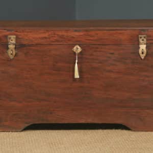 Antique Victorian Anglo Indian Colonial Campaign Teak & Brass Chest / Trunk (Circa 1870) - yolagray.com