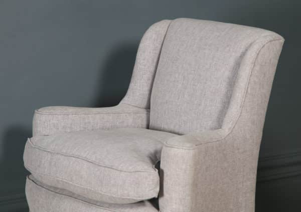 Antique English Pair of Georgian Style Grey Upholstered Beech Arm Chairs (Circa 1900) - yolagray.com