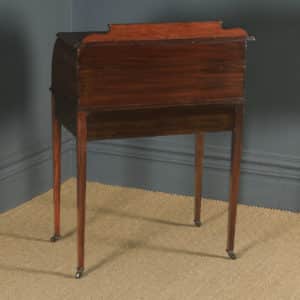 Antique English Edwardian Mahogany & Leather Cylinder Office Roll Top Writing Table / Desk (Circa 1910) - yolagray.com