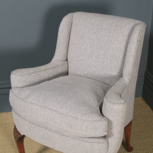 Antique English Pair of Georgian Style Grey Upholstered Beech Arm Chairs (Circa 1900) - yolagray.com