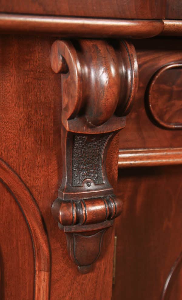 Antique English Victorian Four Door Flame Mahogany Sideboard Chiffonier Server (Circa 1860) - yolagray.com