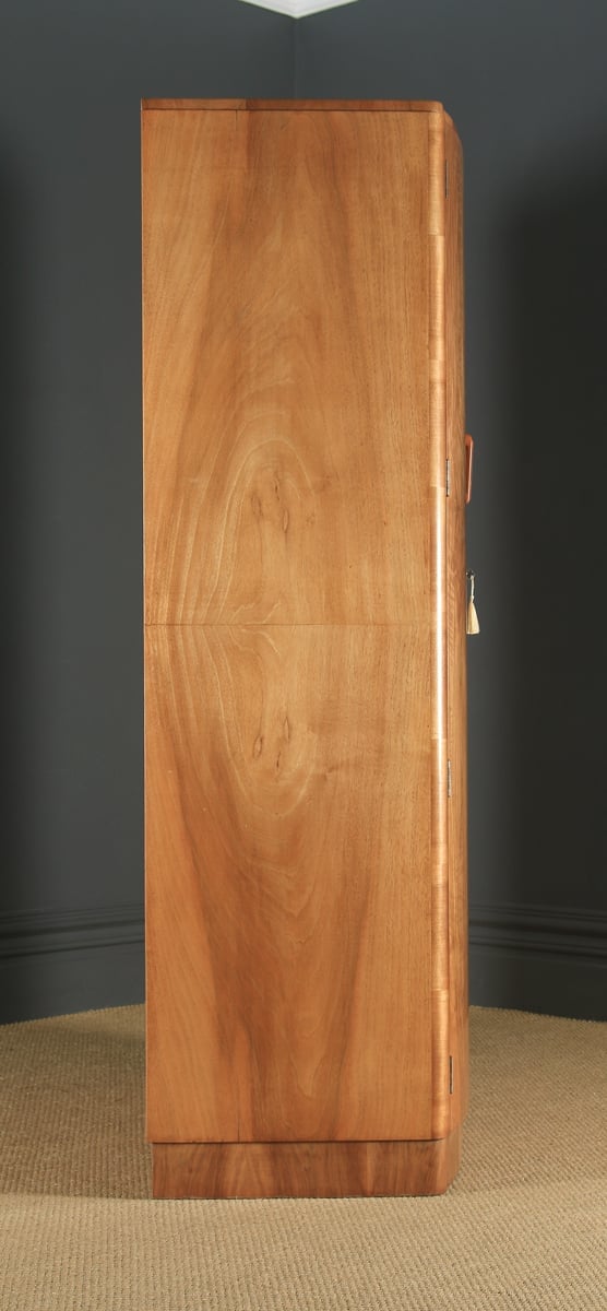 Antique English Art Deco Figured Walnut Two Door Wardrobe Armoire (Circa 1930) - yolagray.com
