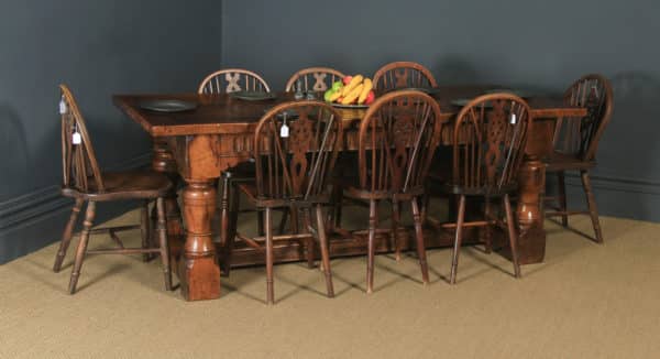 English 17th Century Style 7ft Oak Farmhouse Kitchen Refectory Table (Circa 1980) - yolagray.com