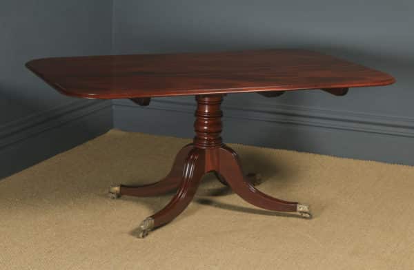 Antique English Georgian Regency Figured Mahogany Rectangular Tilt Top Dining Table (Circa 1820) - yolagray.com