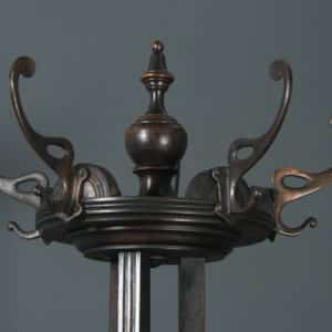 Antique Edwardian Oak & Brass Arts & Crafts Revolving Coat, Hat, Stick & Umbrella Hall Stand (Circa 1910) - yolagray.com