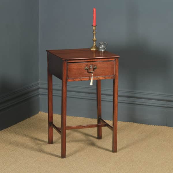 Antique English Georgian Mahogany & Oak Bedside Side Lamp Table (Circa 1790) - yolagray.com
