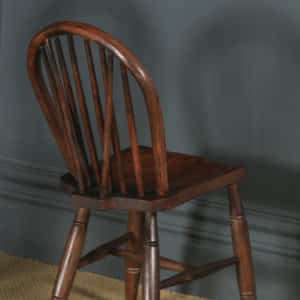 Antique Set of 10 Ten Victorian Ash & Elm Windsor Stick & Hoop Back Kitchen Chairs (Circa 1880 – 1920) - yolagray.com