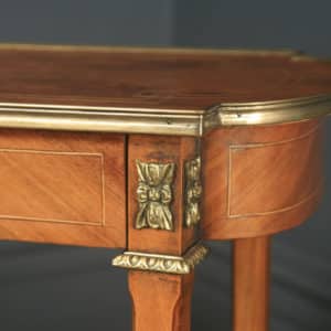 Pair of French Empire Style Burr Walnut Kingwood & Brass Bedside Tables / Nightstands (Circa 1960) - yolagray.com