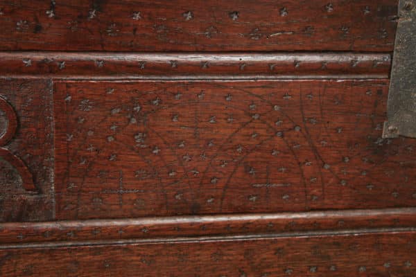 Antique English Charles II Oak Six Plank Boarded Sword Chest Coffer Trunk (Circa 1660) - yolagray.com