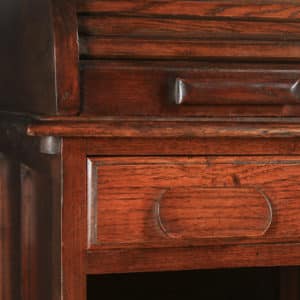 Antique English Edwardian 3ft Oak Roll Top Pedestal Office Desk (Circa 1910) - yolagray.com