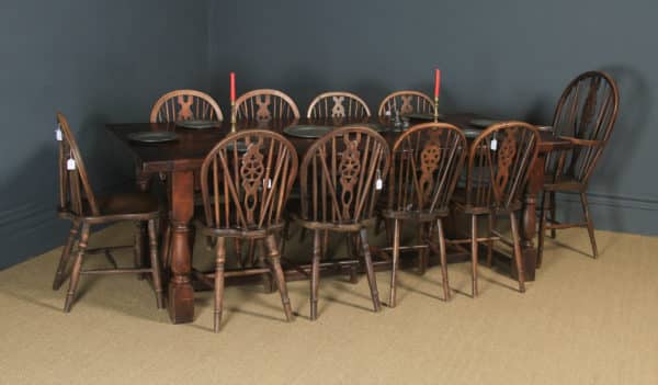 Antique 17th Century Style 7ft 2” Oak Farmhouse Kitchen Refectory Table (Circa 1980) - yolagray.com
