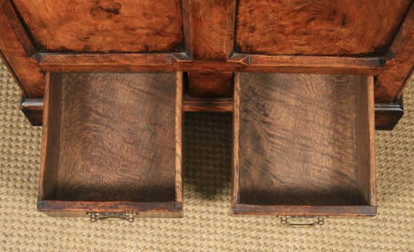 Small English Georgian Style Burr Oak Mule Chest Blanket Box Trunk Coffer (Circa 1980) - yolagray.com