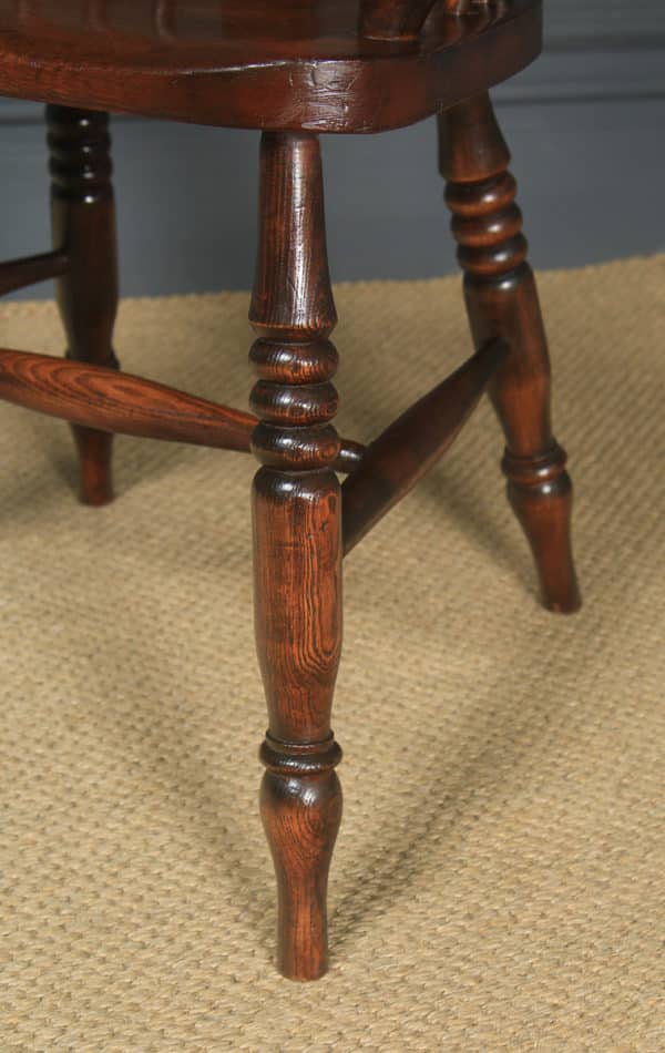 Antique Set of 12 Victorian Ash & Elm Windsor Stick & Hoop Back Kitchen Chairs (Circa 1880 – 1920) - yolagray.com