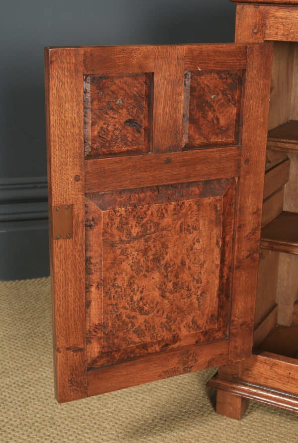 English 17th Century William & Mary Style Georgian Burr Oak Dresser Base / Sideboard (Circa 1980) - yolagray.com