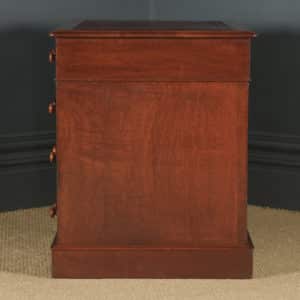 Antique English Victorian 3ft 6” Mahogany & Red Leather Pedestal Office Desk (Circa 1870) - yolagray.com