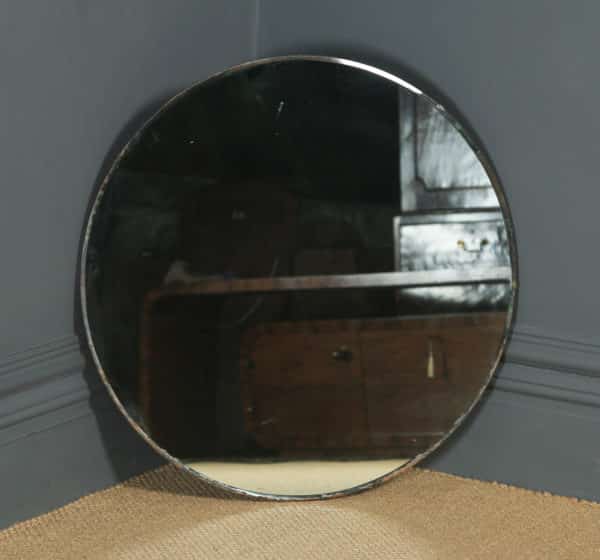Antique English Art Deco Circular Round Shaped Portrait Hanging Wall Mirror (Circa 1930) - yolagray.com