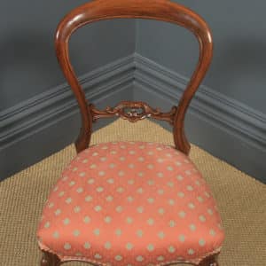 Antique English Victorian Pair of Walnut Carved Balloon Back Occasional Dining Chairs (Circa 1890) - yolagray.com
