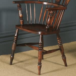 Antique Set of 12 Victorian Ash & Elm Windsor Stick & Hoop Back Kitchen Chairs (Circa 1880 – 1920) - yolagray.com
